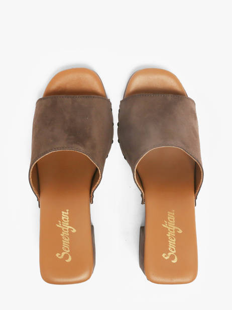 Heeled Slippers In Leather Semerdjian Brown women LAILA other view 3