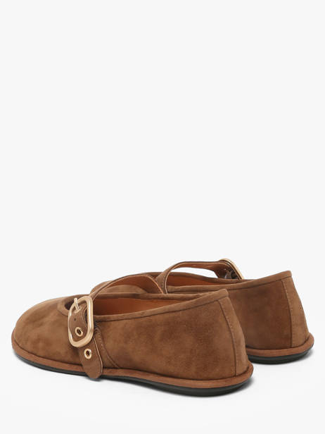Ballerinas With Straps In Leather Inuovo Brown women CT005KCN other view 2