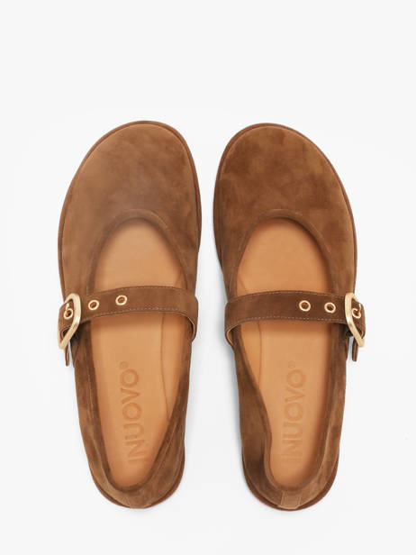Ballerinas With Straps In Leather Inuovo Brown women CT005KCN other view 3